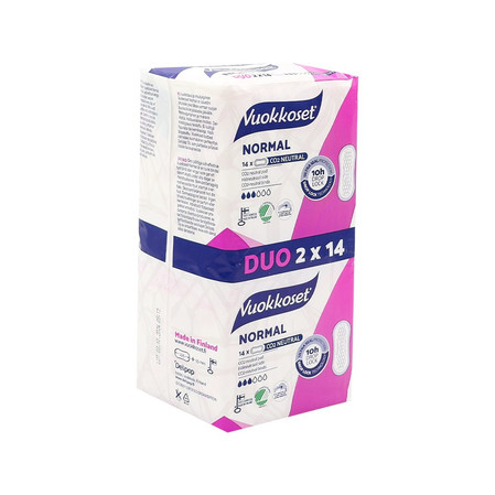 Vuokkoset, NORMAL, Podpaski bez skrzydełek, DUOPACK (2 x 14 szt.)