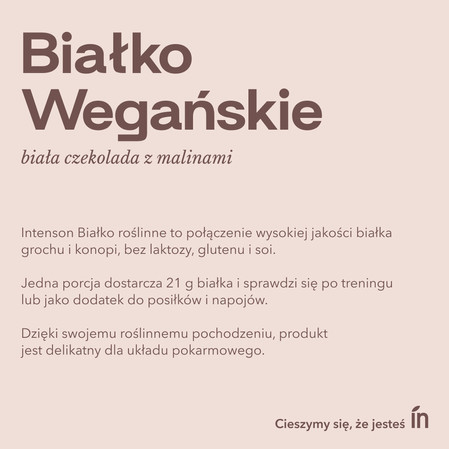 Intenson Wegańskie białko smak biała czekolada i malina 900g