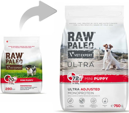 Vet Expert RAW PALEO Mini Puppy Ultra Beef 750g