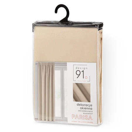 ZASŁONA GOTOWA D91 PARISA NA TAŚMIE 140 X 270 CM BEŻOWY