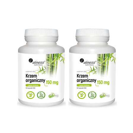 Zestaw 2x Aliness Krzem organiczny z pędów bambusa 150 mg x 100 Vege caps.