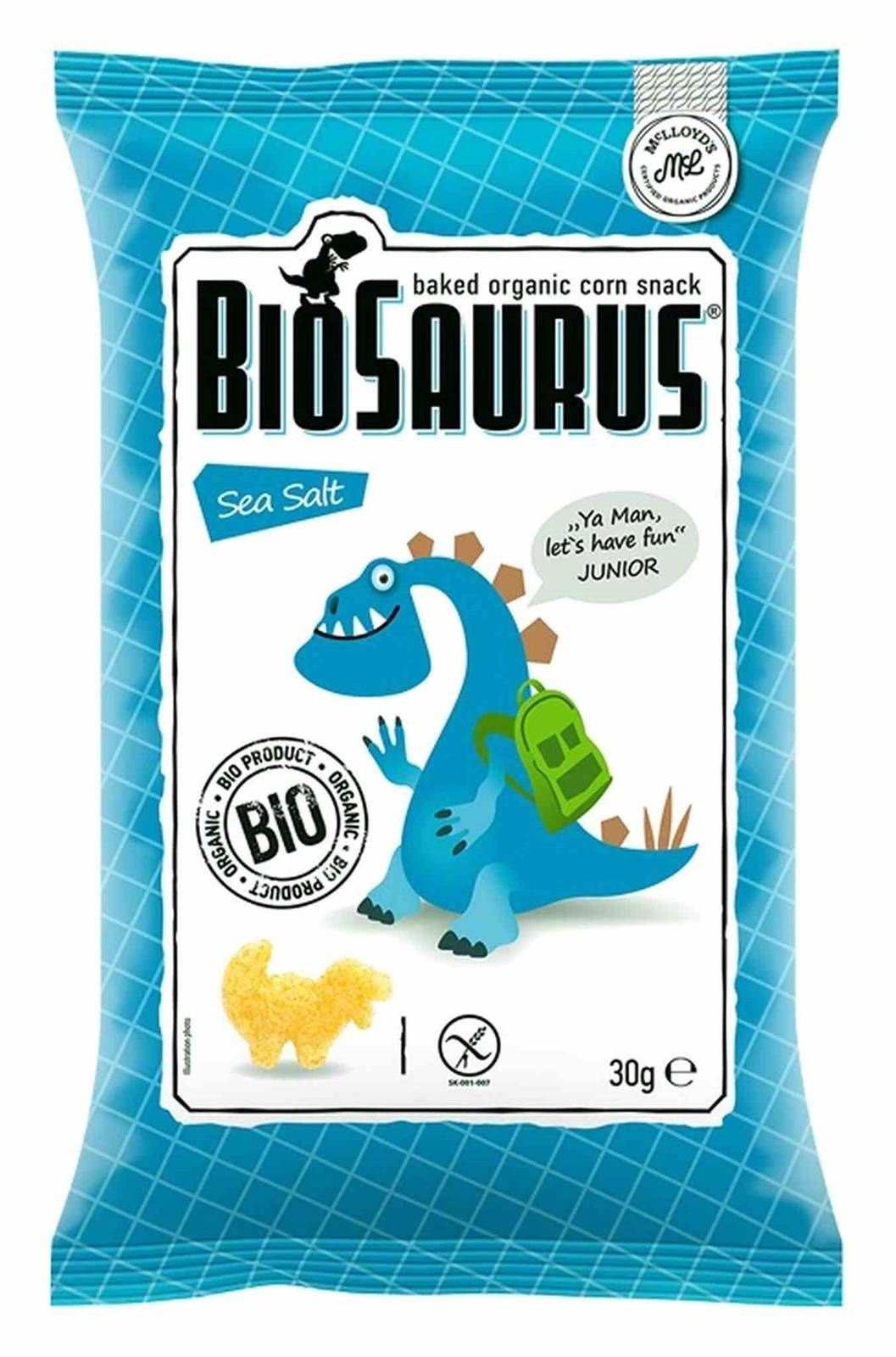 BioSaurus − Chrupki kukurydziane Dinozaury z solą morską bezgl. BIO − 30 g
