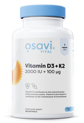 Osavi Vitamin D3 + K2, 2000IU + 100mcg - 120 kaps.
