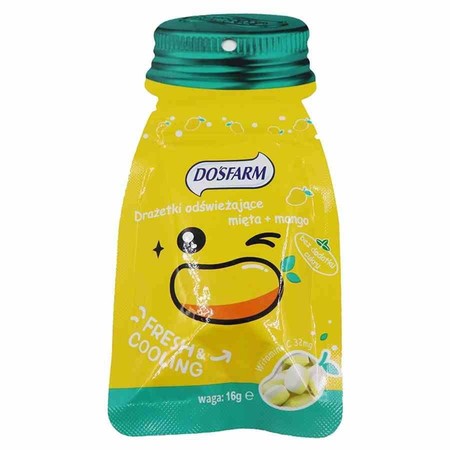 Dosfarm − Drażetki odświeżające mięta + mango − 16 g