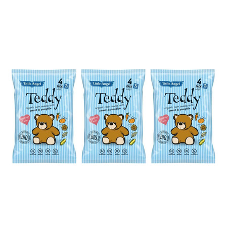 Zestaw: 3x Little Angel − Teddy, chrupki kukurydziane marchew dynia − 4 x 15 g