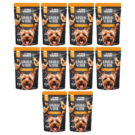 Zestaw 10x Kawałki w sosie Indyk z kaczką - mokra karma dla psa - 150g