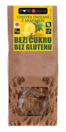 CIASTKA OWSIANE Z ANANASEM BEZ DODATKU CUKRU BEZGLUTENOWE 150 g - PURE&GOOD