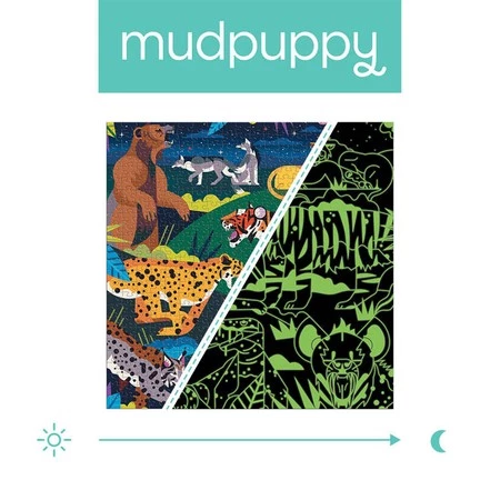 Mudpuppy Puzzle rodzinne świecące w ciemności Drapieżniki 500 elementów 8+