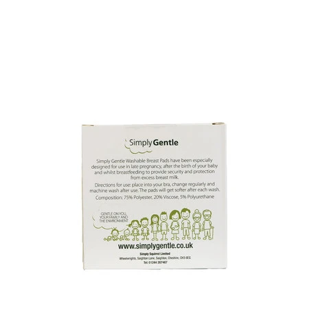 Simply Gentle, Wielorazowe wkładki laktacyjne z woreczkiem, 6 szt.