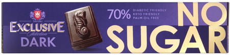 Czekolada gorzka 70% kakao bez cukru, słodzona erytrytolem KETO 50 g