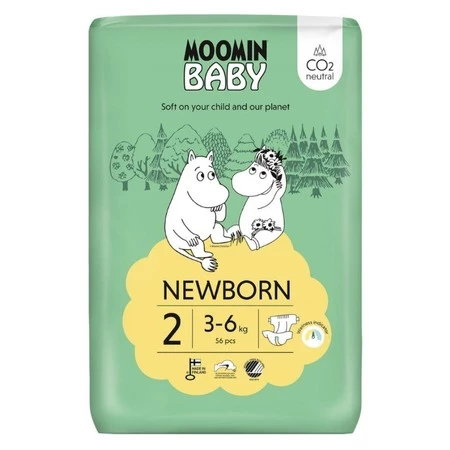 MOOMIN Baby, Pieluszki 2 (3-6 kg), 56 szt. EKO