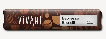 BATON Z NADZIENIEM MLECZNO - KAWOWYM I HERBATNIKAMI W POLEWIE Z MLECZNEJ CZEKOLADY ESPRESSO BIO 40 g - VIVANI