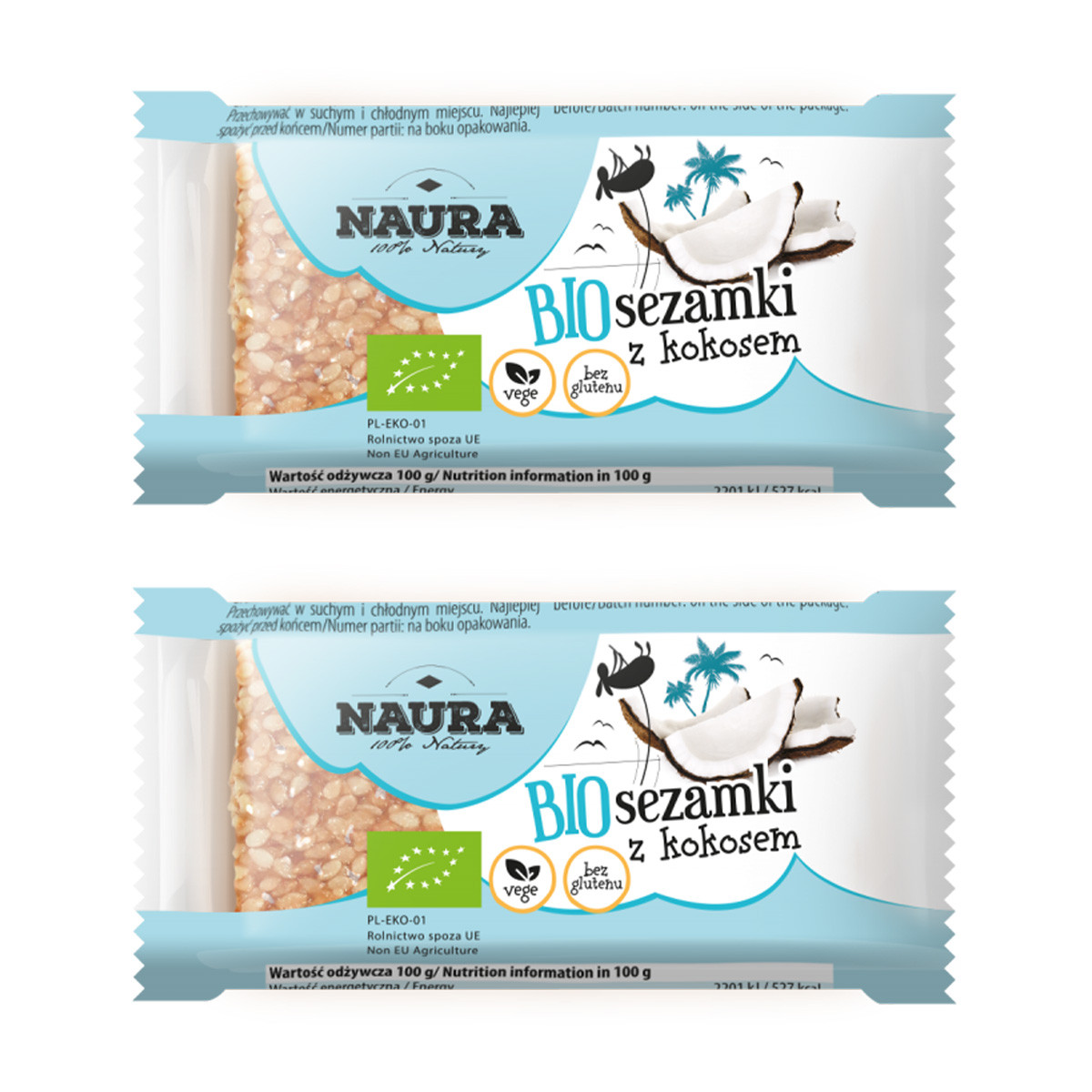 Zestaw 2x Sezamki z kokosem BIO 27 g - Nabea.pl