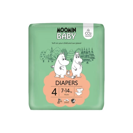 MOOMIN Baby, Pieluszki 4 MAXI (7-14 kg), 42 szt. EKO