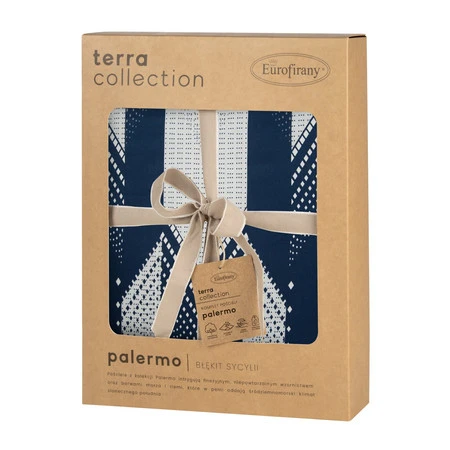 Komplet pościeli z makosatyny bawełnianej 160 x 200 cm, kolor biały, granat z geometyczny