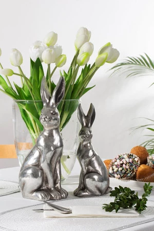 Ozdoba Wielkanocna, Figurka ceramiczna, kolor srebrny, rozmiar 10 x 8 x 23 cm