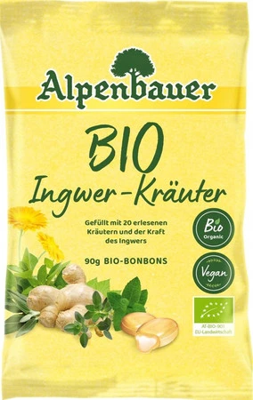 ALPENBAUER CUKIERKI Z NADZIENIEM O SMAKU IMBIROWO - ZIOŁOWYM BIO 90 g