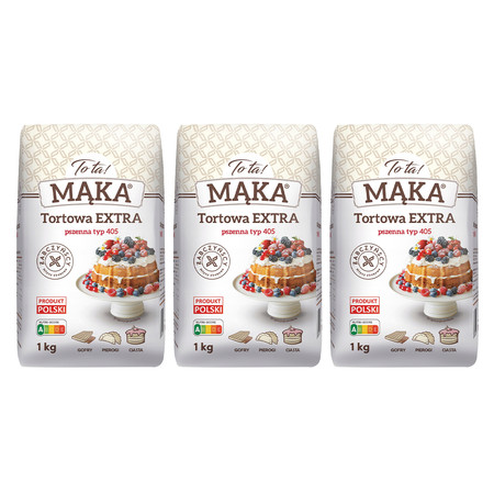 Zestaw 3x ToTa! Mąka pszenna typ 405 EXTRA 1 kg