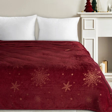 Koc świąteczny 150x200 cm bordowo-złoty