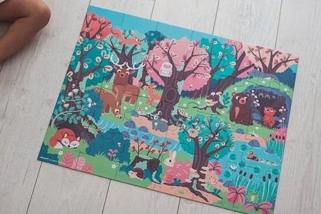 Janod Świecące puzzle z mini-lampką UV Las 24 elementy 3+