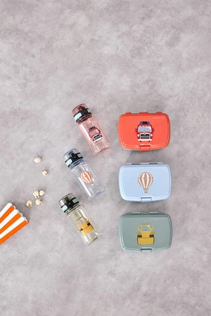 Lassig Zestaw śniadaniowy na lunch Lunchbox + Tritanowa butelka - bidon 460 ml Tiny Drivers Wóz strażacki