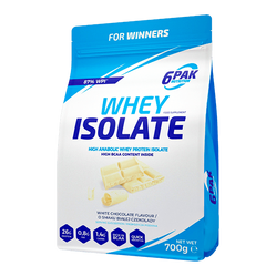 6PAK WHEY ISOLATE odżywka białkowa Izolat 700 g smak biała czekolada