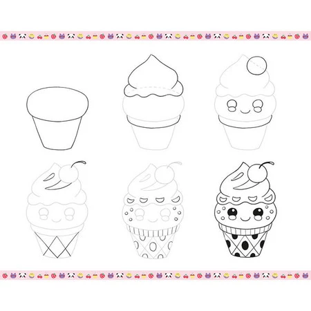 Janod Zestaw kreatywny Rysowanie krok po kroku Modele kawaii 20 rysunków 7+