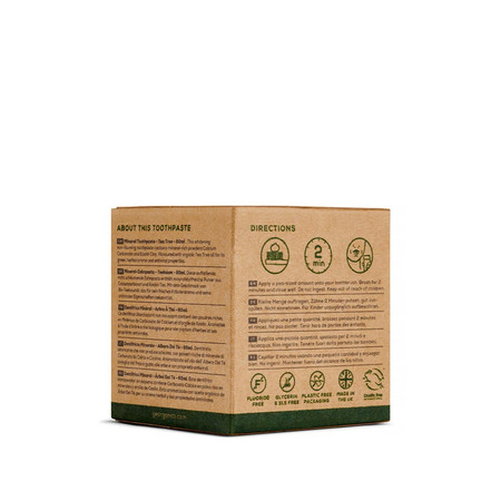 Georganics, Mineralna pasta do zębów w słoiku, bez fluoru, do codziennej pielęgnacji, smak drzewa herbacianego, 60 ml
