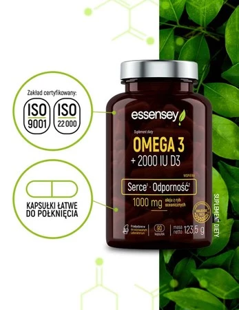 ESSENSEY OMEGA 3 + 2000 IU D3 90 kaps