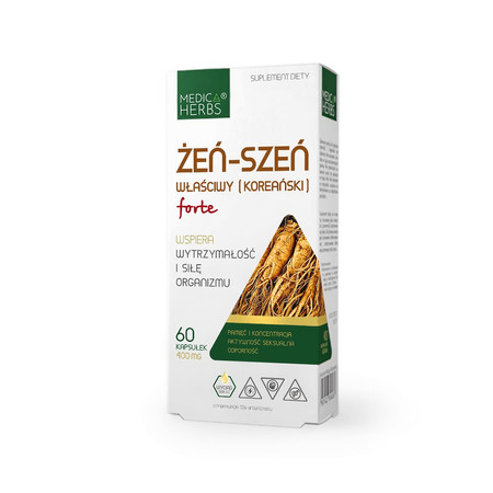 Medica Herbs Żeń-Szeń właściwy (koerański) forte na wsparcie układu nerwowego 60 kaps.
