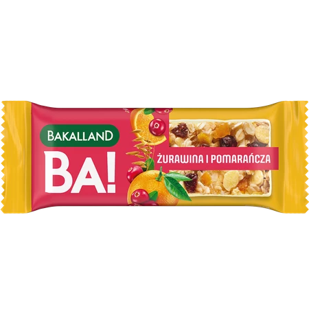 Zestaw: 10x Bakalland BA! Baton zbożowy żurawina i pomarańcza 40g