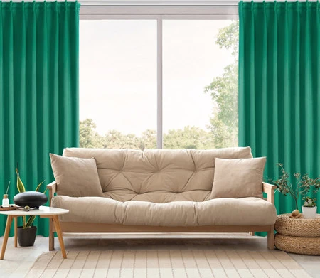 ZASŁONA GOTOWA MILAN NA TAŚMIE 140 X 300 CM CIEMNOZIELONY