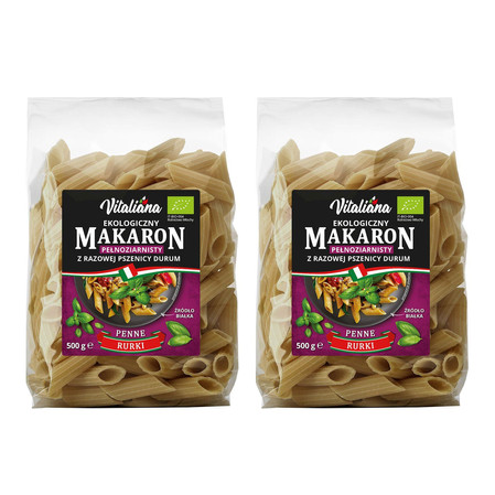 Zestaw: 2x MAKARON (SEMOLINOWY RAZOWY) PENNE BIO 500 g - VITALIANA