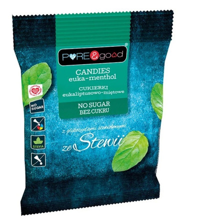 Pure & Good Cukierki eukaliptusowo-miętowe ze stewią B/C 50g