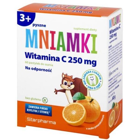 Starpharma − Mniamki Witamina C 250mg, pastylki do ssania dla dzieci − 60 pastyl.