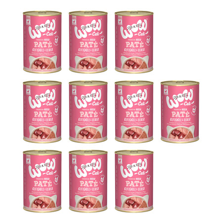 Zestaw 10x WOW CAT Junior Geflugel Leber - drób z wątróbką dla kociąt (400g)