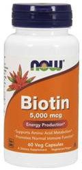 Now Foods Biotin Biotyna 5000 µg na wsparcie zdrowej skóry, włosów i paznokci 60 kaps. vege