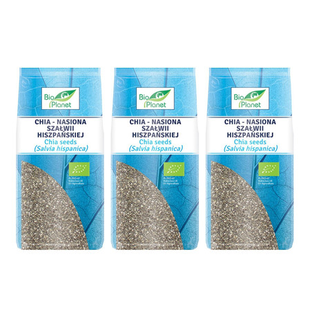 Zestaw: 3x Bio Planet − Chia, nasiona szałwii hiszpańskiej − 200 g