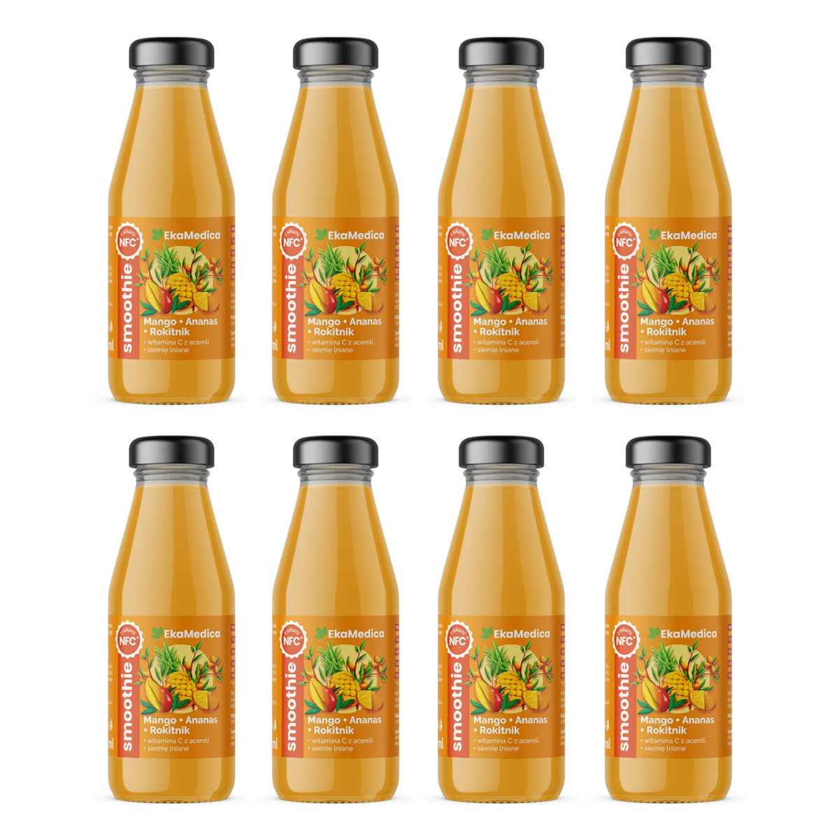 Zestaw 8x EkaMedica Smoothie mango-ananas-rokitnik 250ml - Nabea.pl