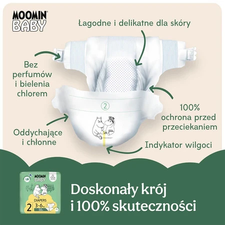 MOOMIN Baby, Pieluszki 2 (3-6 kg), 56 szt. EKO