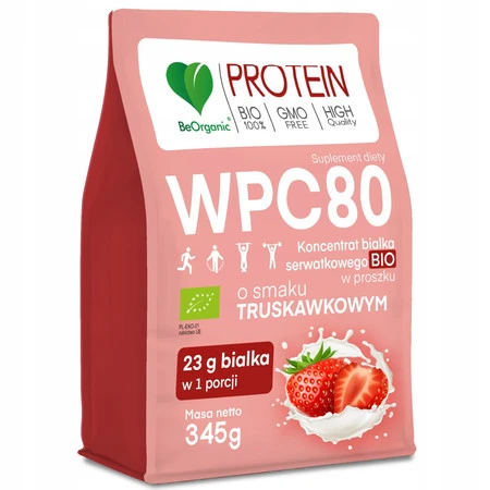 Aliness Białko serwatkowe WPC 80 Truskawka BIO 345g