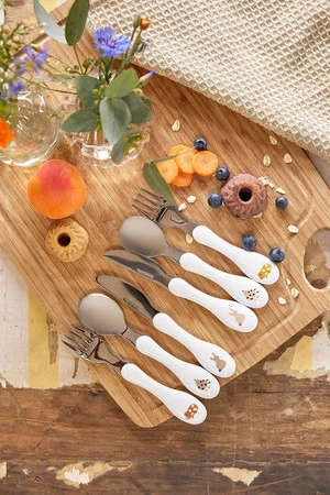 Lassig Zestaw sztućców ze stali nierdzewnej 3 el. Little Mateys spicy orange