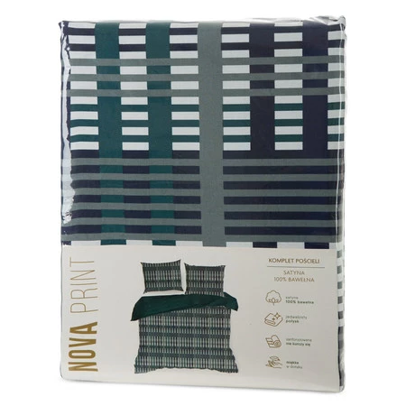 Komplet pościeli satynowej Nika 47, 220 x 200 cm, Ciemnoturkusowy