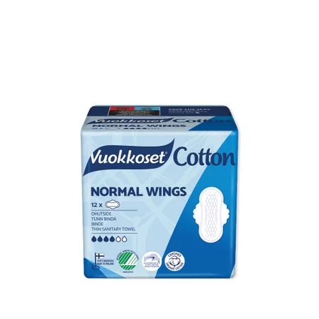 Vuokkoset - Cotton Normal Wings Ekologiczne podpaski ze skrzydełkami 12 szt.