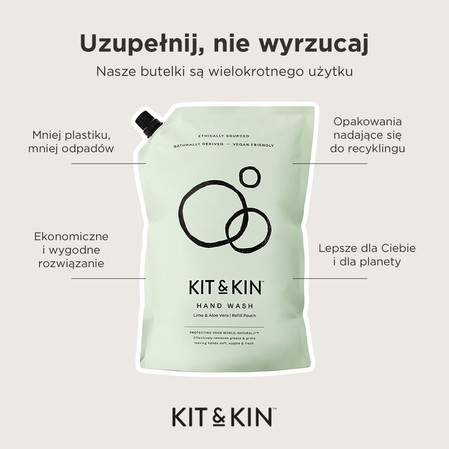 Kit & Kin, Naturalne Mydło do rąk w płynie, o zapachu limonki i aloesu, 500 ml