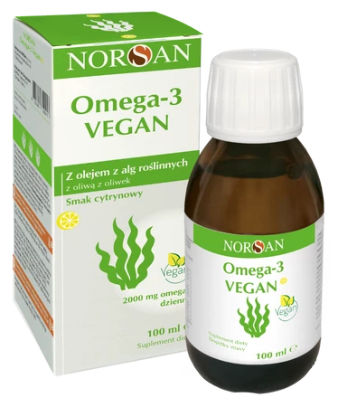 Norsan Omega-3 Vegan olej z alg 100 ml smak cytryna