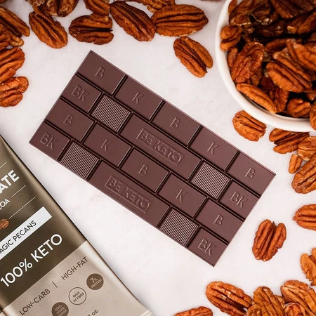 BeKeto Wegańska Keto Czekolada z olejem MCT orzech pekan 80g x10