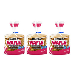 Zestaw: 3x Naura wafle proteinowe owsiano-pszenne o smaku truskawkowym 80g