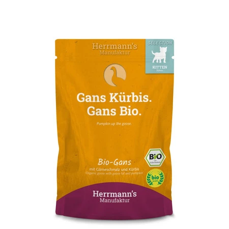 Zestaw 10x HERRMANN'S Selection Kitten Bio Gans - bio gęsina dla kociąt (100g)