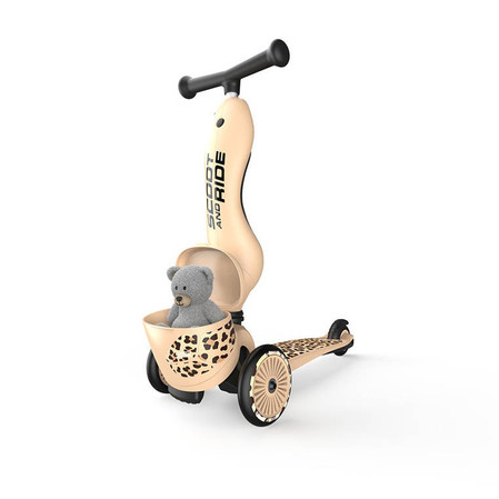 SCOOTANDRIDE Highwaykick 1 Lifestyle 2w1 Jeździk i hulajnoga z zamykanym schowkiem 1-5 lat Leopard